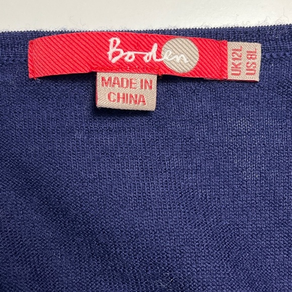 Boden | Navy 100% Wool Paillette V-Neck Dress Sz 8L/M - Picture 6 of 7